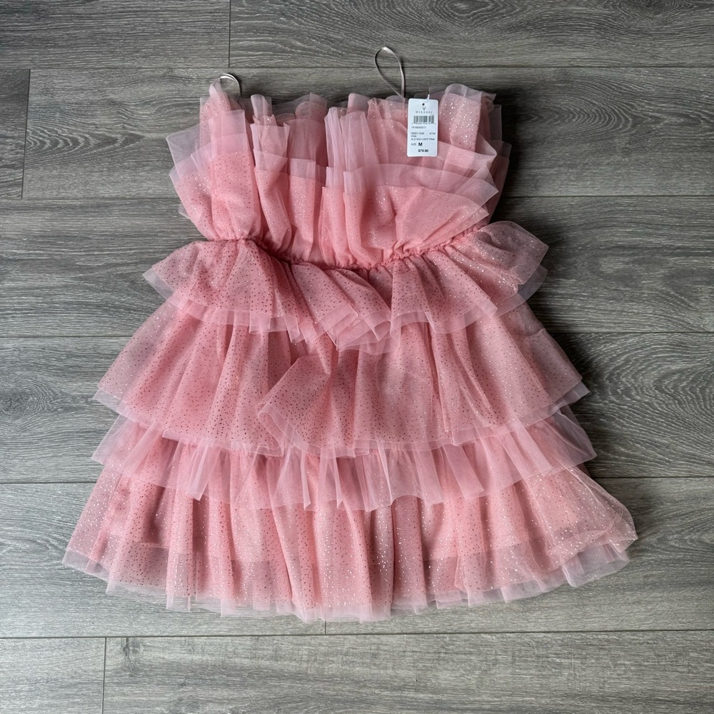 Windsor Pink Sparkly Tulle Tiered Party Dress